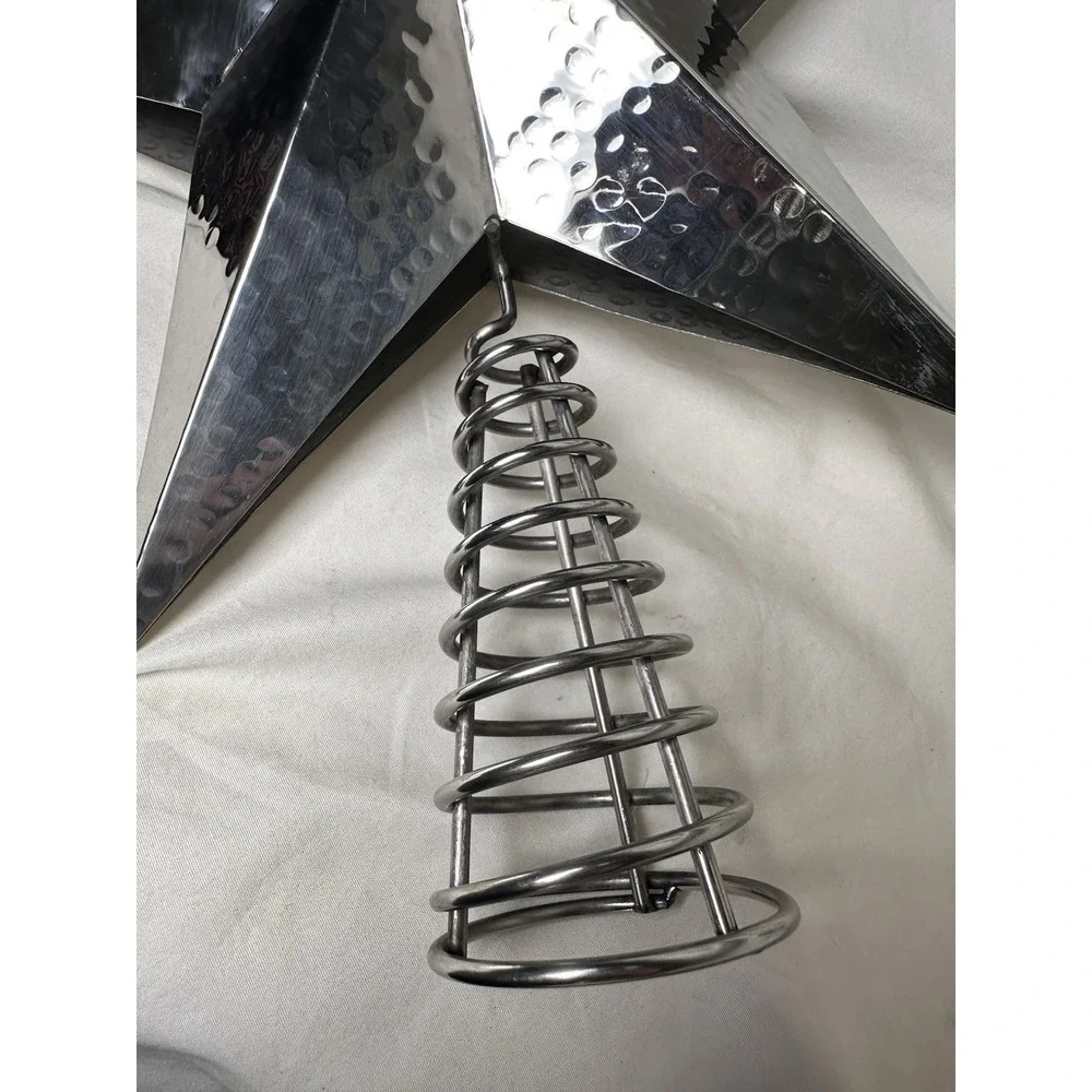 Large Metal‎ Christmas Tree Topper Star Silver Hammered Rustic Decor